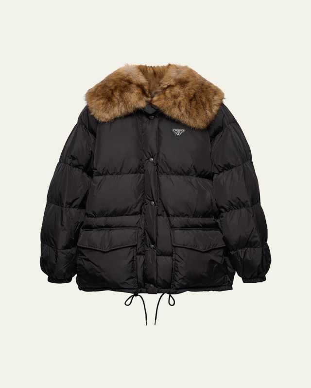 Puffer Jacket with Fur Collar